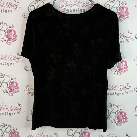 Nap floral tshirt grey unique flowers vintage Classic Black shiny shirt tee Top - Picture 3 of 10